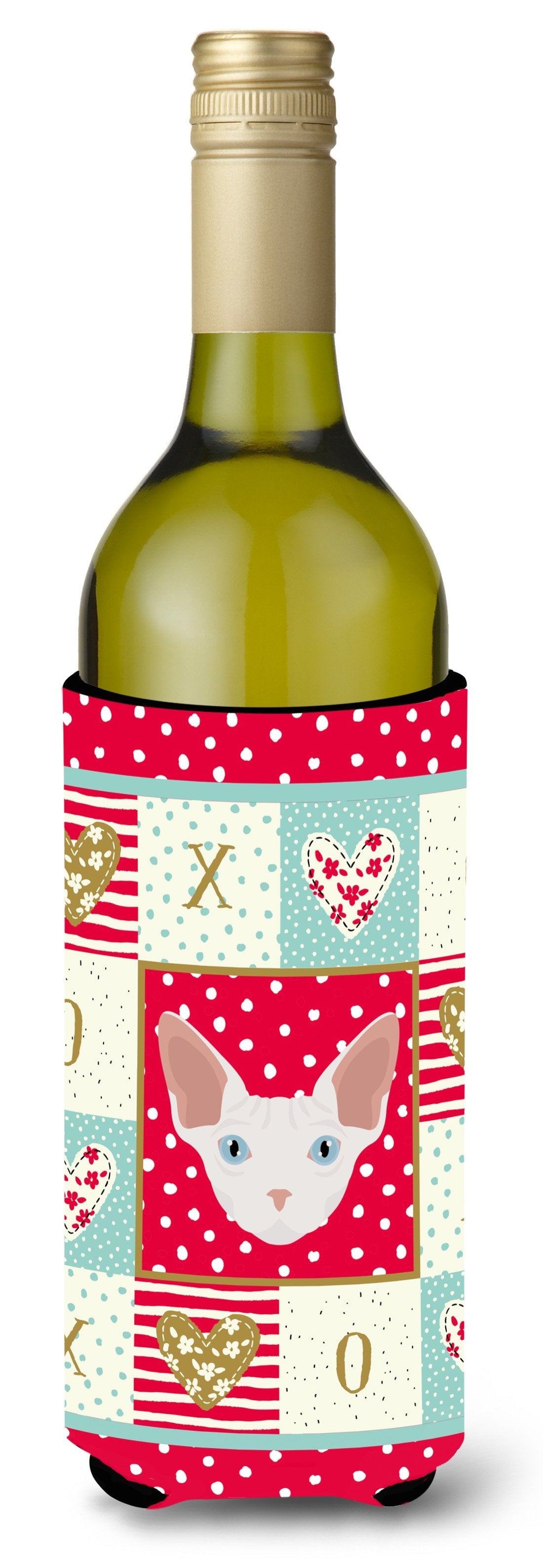 Sphynx Cat Love Wine Bottle Hugger Gift Sleeve for Standard 750 ml Bottles, Insulated Reusable Also Fits Mini Shot & Pint Bottles