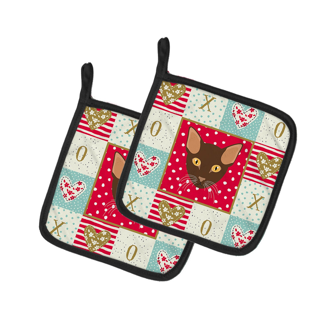 Suphalak Cat Love Pot Holder Set of 2 Heat Resistant Quilted Hot Pads 7.5 x 7.5 Inch, Insulated Kitchen Trivets for Cooking & Baking