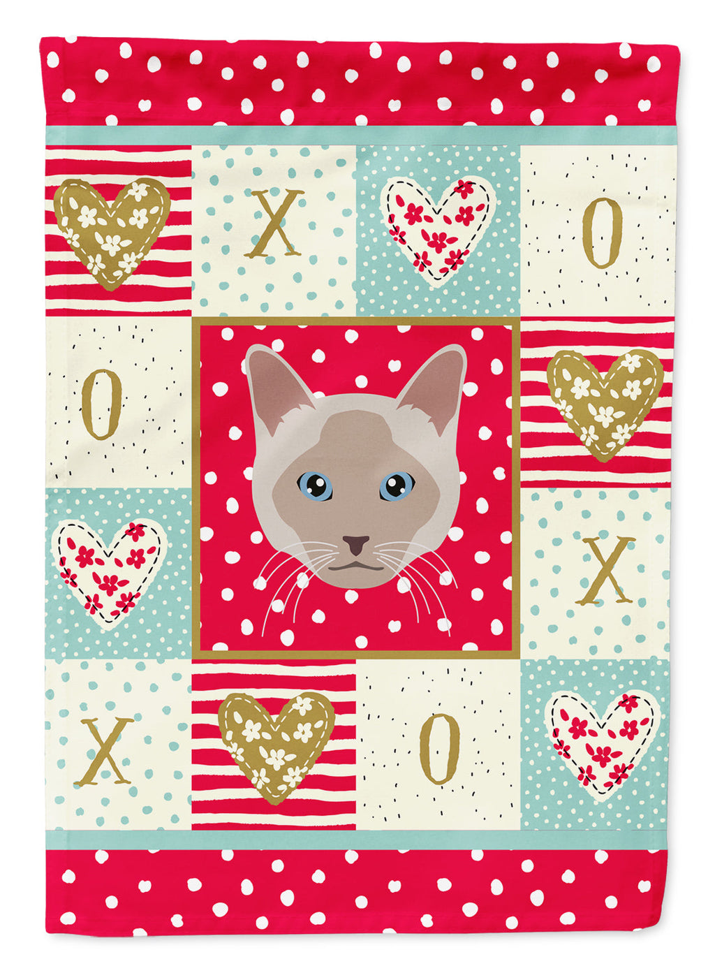 Thai lilac Cat Love House Flag 28x40 Porch Sleeve Pole Decorative Outside Yard Banner Artwork Wall Hanging, Polyester