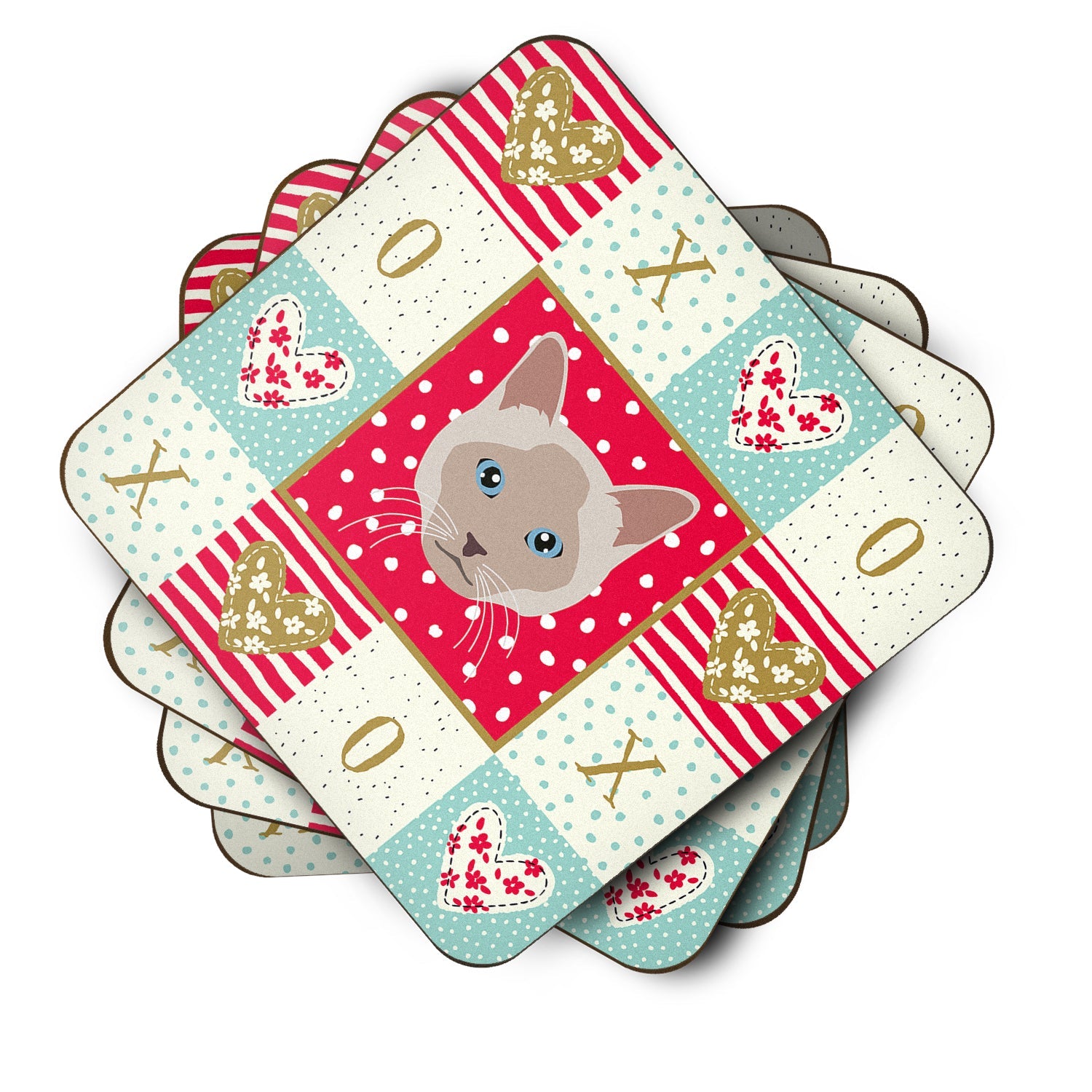 Thai lilac Cat Love Foam Coasters Set of 4 Cup Coasters for Indoor Outdoor, Tabletop Protection, Anti Slip, Mouse pad Material