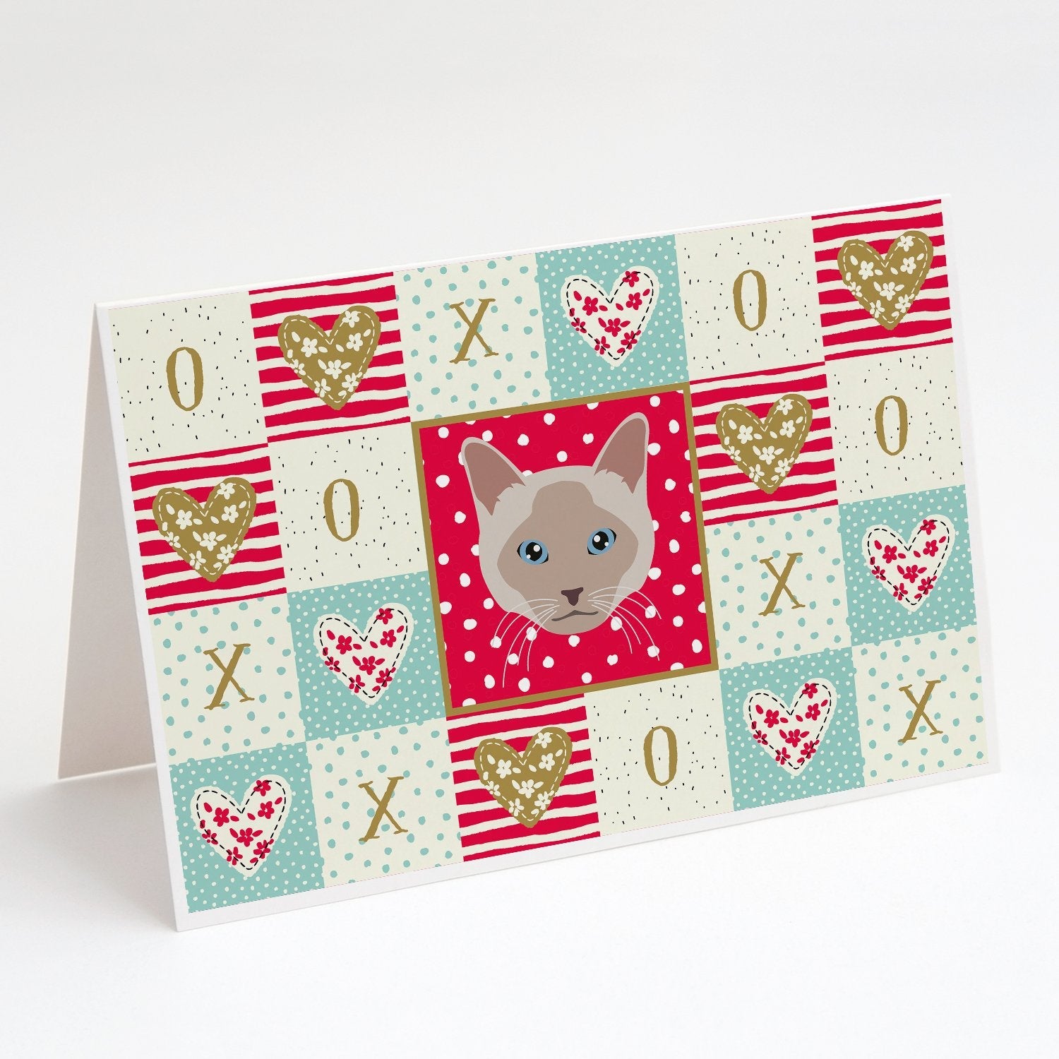 Thai lilac Cat Love Greeting Cards Pack of 8 Blank Cards with Envelopes Whimsical A7 Size 5x7