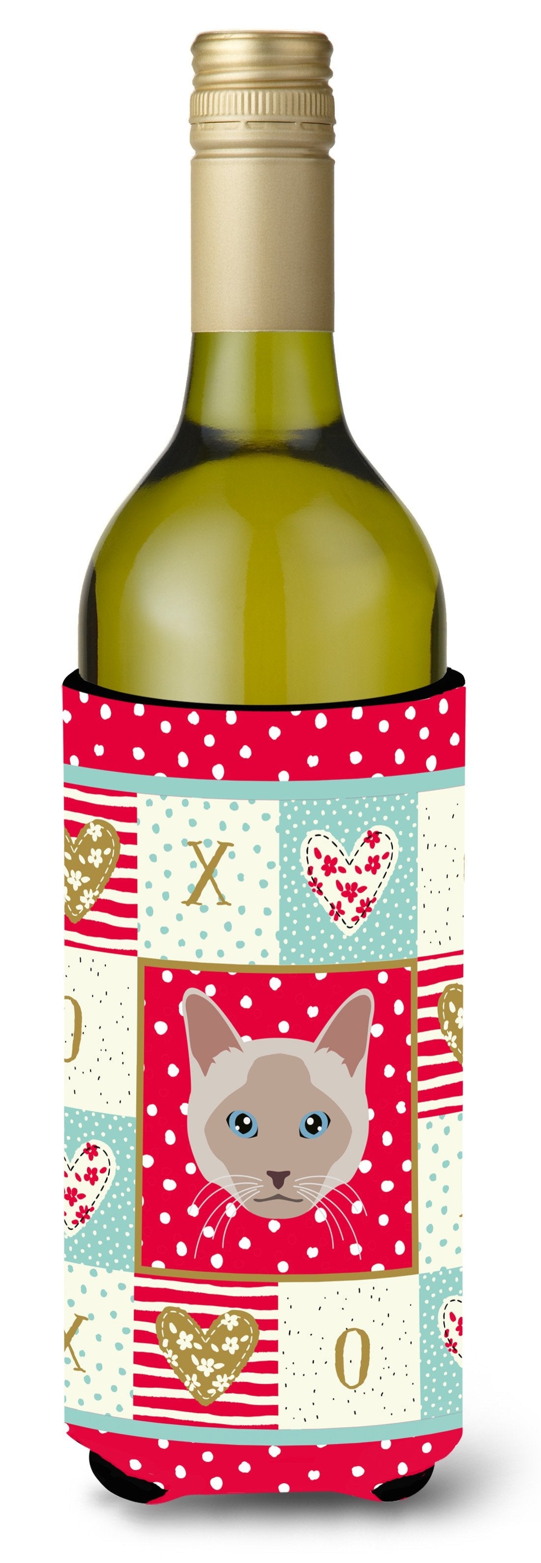 Thai lilac Cat Love Wine Bottle Hugger Gift Sleeve for Standard 750 ml Bottles, Insulated Reusable Also Fits Mini Shot & Pint Bottles