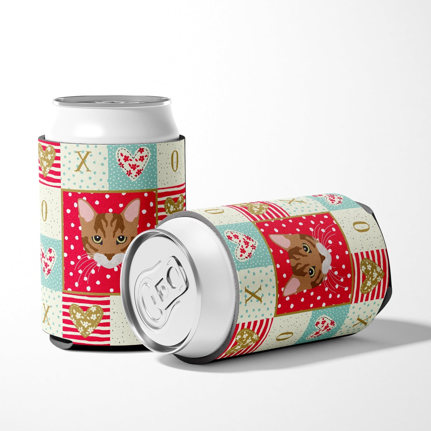 Toyger Cat Love Can or Bottle Hugger Cooler Sleeve for Standard 12 oz Cans, Insulated Foam Beer & Soda Can Hugger Reusable