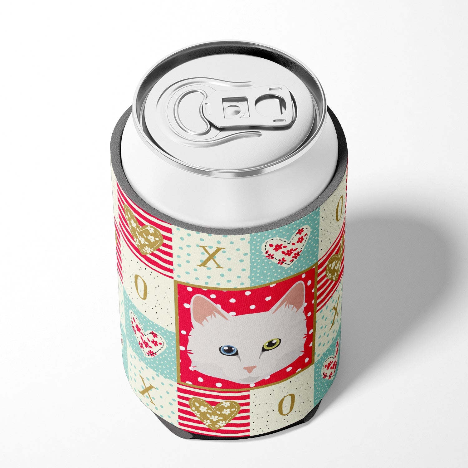 Turkish Angora Cat Love Can or Bottle Hugger Cooler Sleeve for Standard 12 oz Cans, Insulated Foam Beer & Soda Can Hugger Reusable