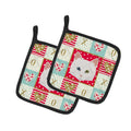 Turkish Angora Cat Love Pot Holder Set of 2 Heat Resistant Quilted Hot Pads 7.5 x 7.5 Inch, Insulated Kitchen Trivets for Cooking & Baking