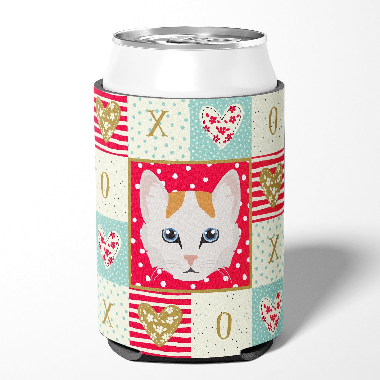 Turkish Van Cat Love Can or Bottle Hugger Cooler Sleeve for Standard 12 oz Cans, Insulated Foam Beer & Soda Can Hugger Reusable