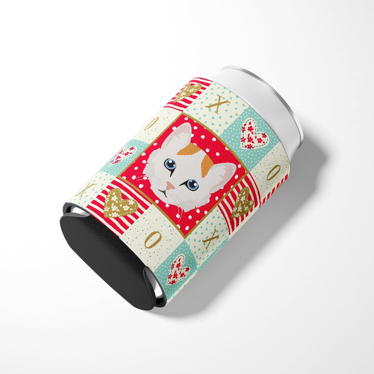 Turkish Van Cat Love Can or Bottle Hugger Cooler Sleeve for Standard 12 oz Cans, Insulated Foam Beer & Soda Can Hugger Reusable