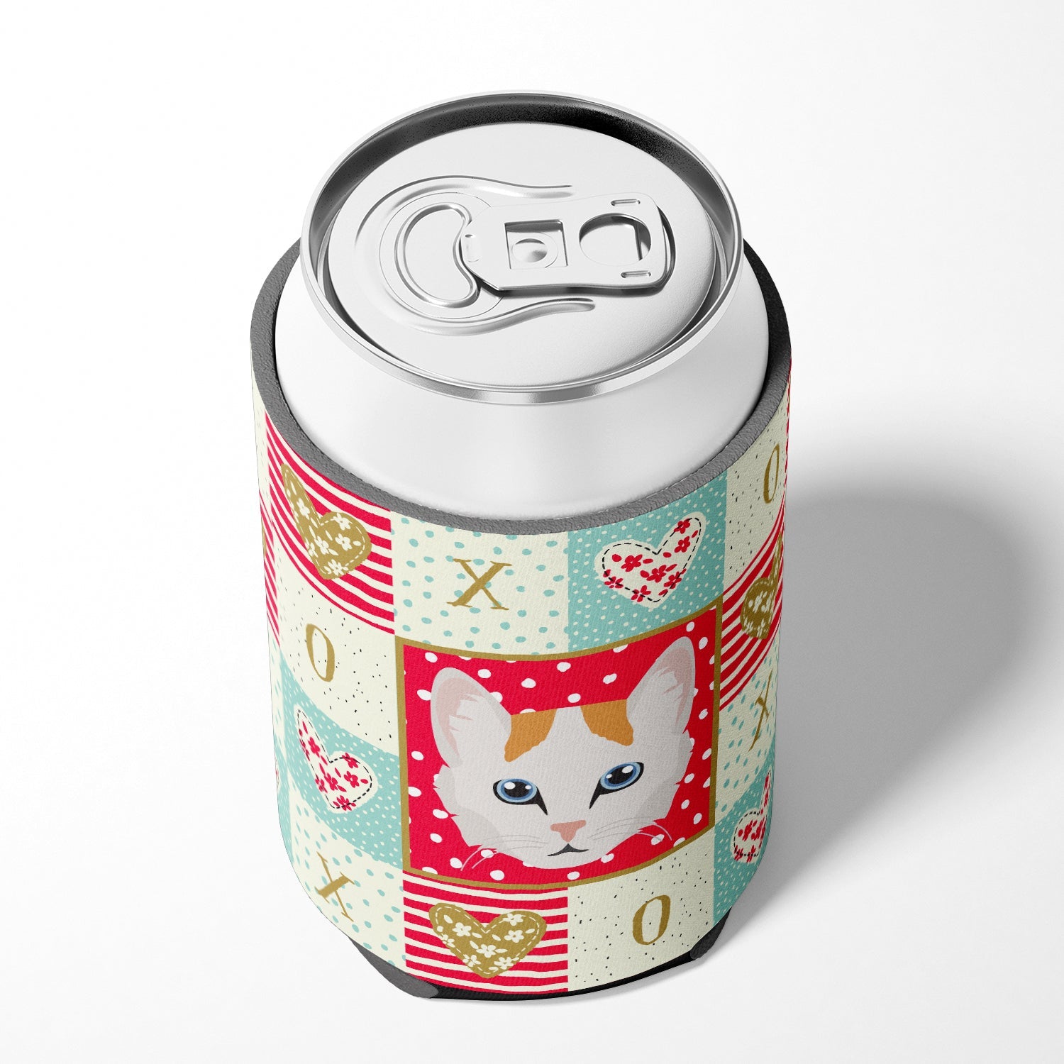 Turkish Van Cat Love Can or Bottle Hugger Cooler Sleeve for Standard 12 oz Cans, Insulated Foam Beer & Soda Can Hugger Reusable