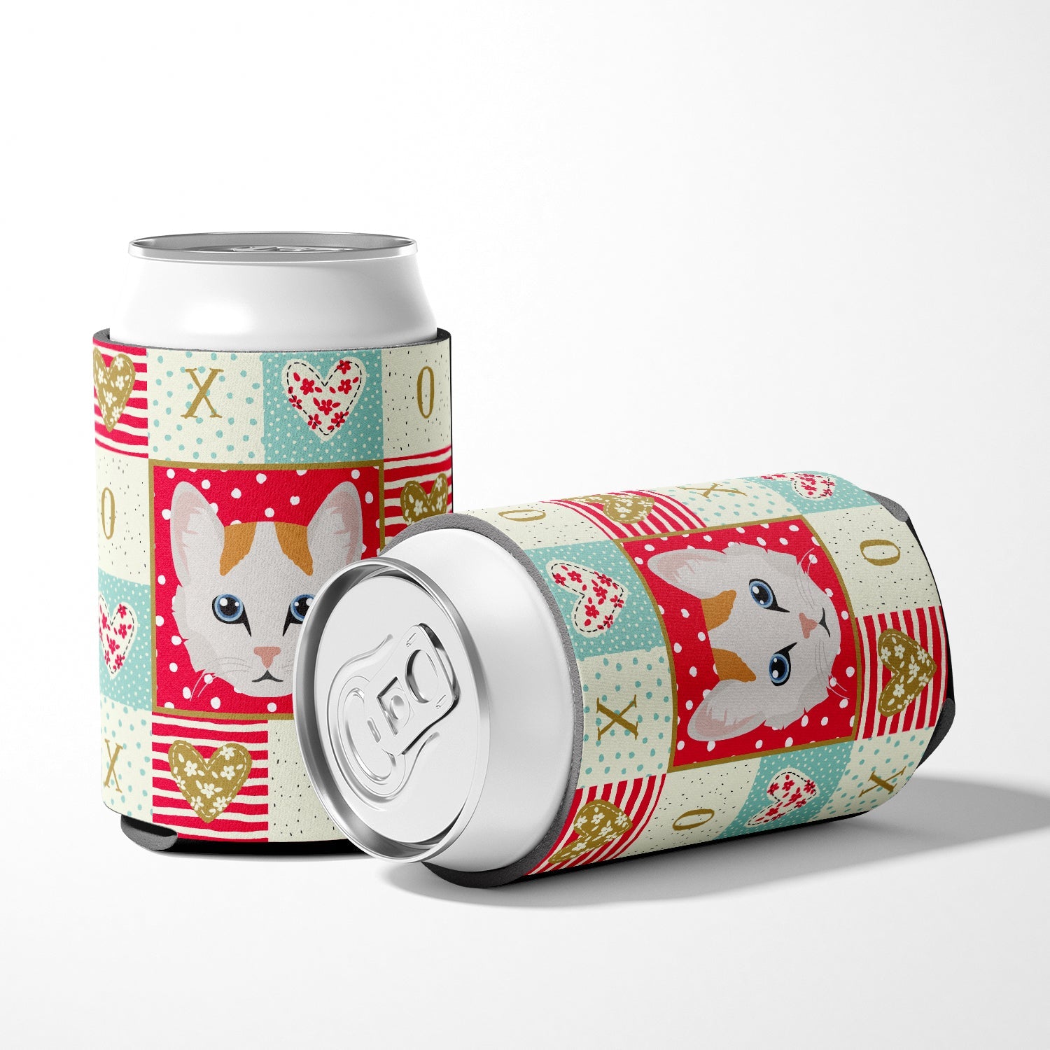 Turkish Van Cat Love Can or Bottle Hugger Cooler Sleeve for Standard 12 oz Cans, Insulated Foam Beer & Soda Can Hugger Reusable
