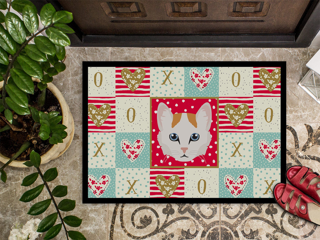 Turkish Van Cat Love Doormat Indoor Outdoor 18H X 27W Front Door Mat Rugs for Entryway, Non Slip Washable