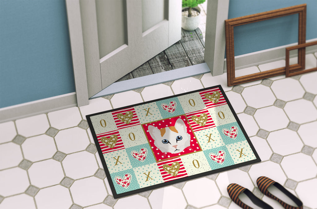 Turkish Van Cat Love Doormat Indoor Outdoor 18H X 27W Front Door Mat Rugs for Entryway, Non Slip Washable
