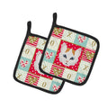 Turkish Van Cat Love Pot Holder Set of 2 Heat Resistant Quilted Hot Pads 7.5 x 7.5 Inch, Insulated Kitchen Trivets for Cooking & Baking