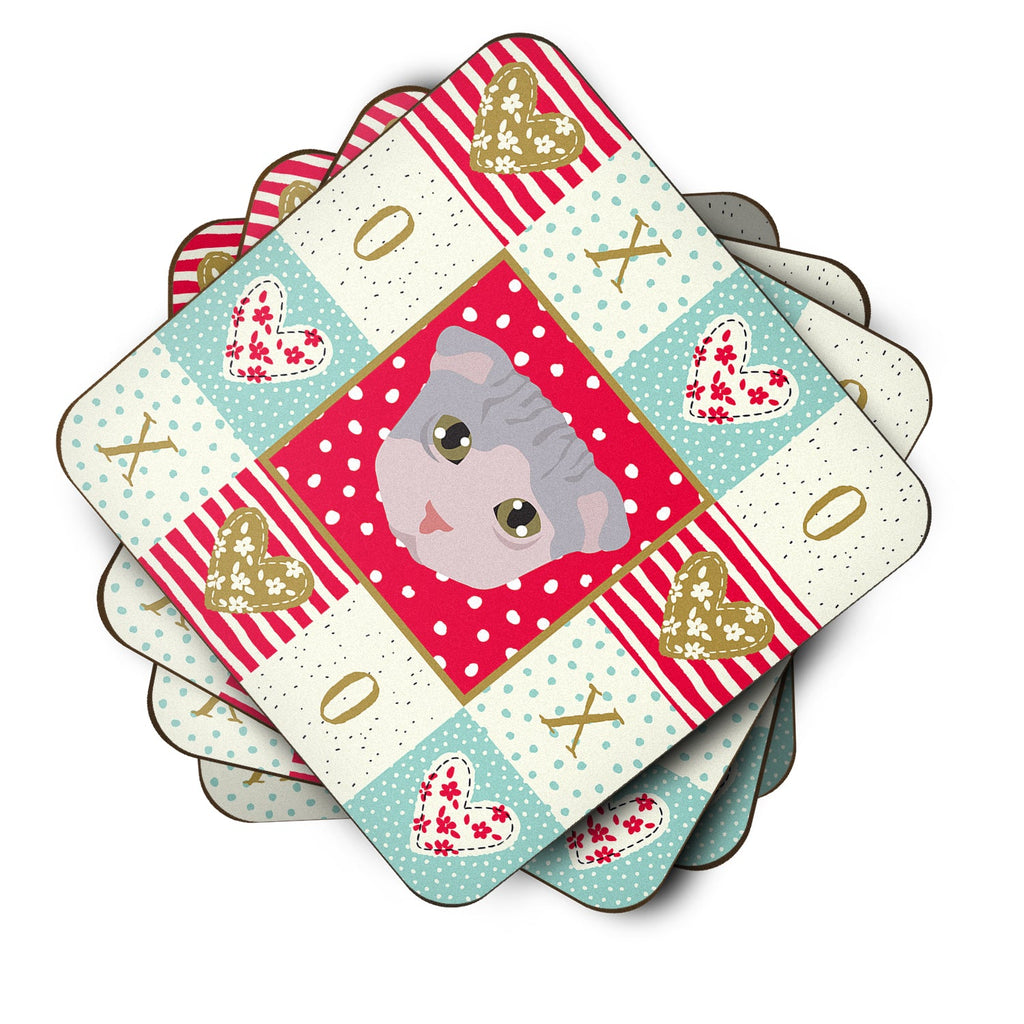 Ukrainian Levkoy Cat Love Foam Coasters Set of 4 Cup Coasters for Indoor Outdoor, Tabletop Protection, Anti Slip, Mouse pad Material