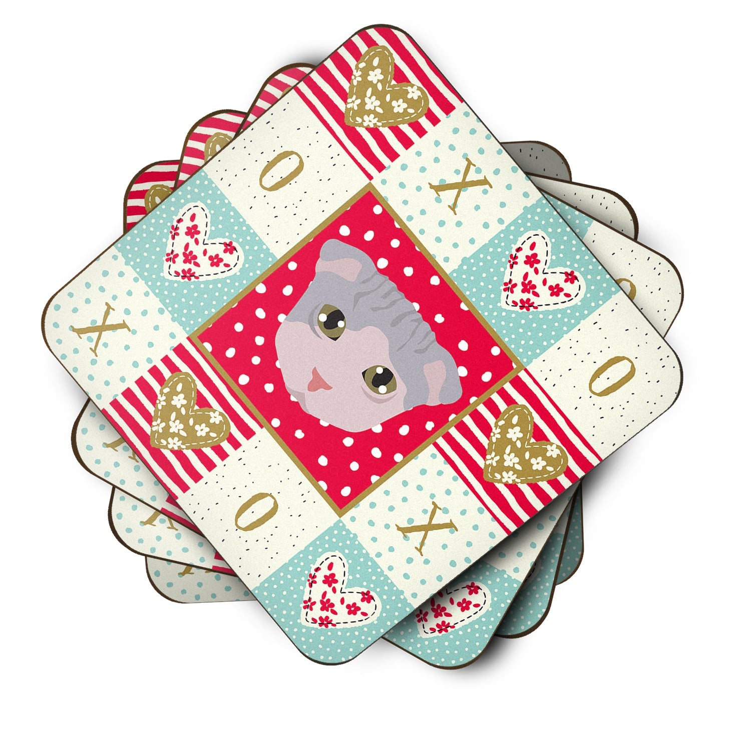 Ukrainian Levkoy Cat Love Foam Coasters Set of 4 Cup Coasters for Indoor Outdoor, Tabletop Protection, Anti Slip, Mouse pad Material