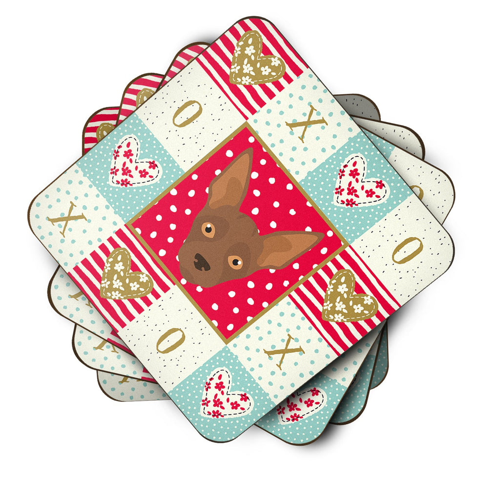 Abyssinian Sand Terrier Love Foam Coasters Set of 4 Cup Coasters for Indoor Outdoor, Tabletop Protection, Anti Slip, Mouse pad Material