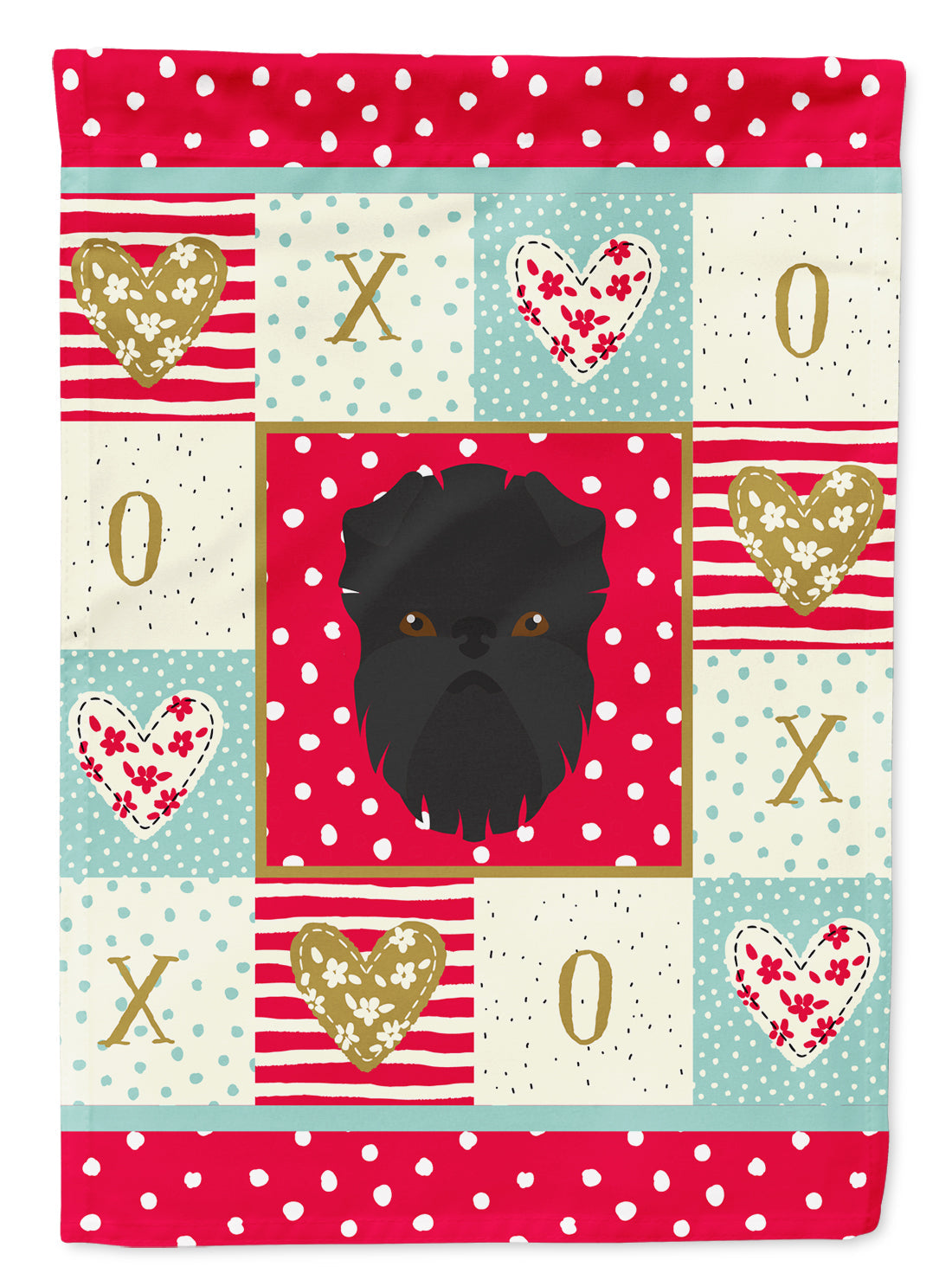 Affenpinscher Love House Flag 28x40 Porch Sleeve Pole Decorative Outside Yard Banner Artwork Wall Hanging, Polyester