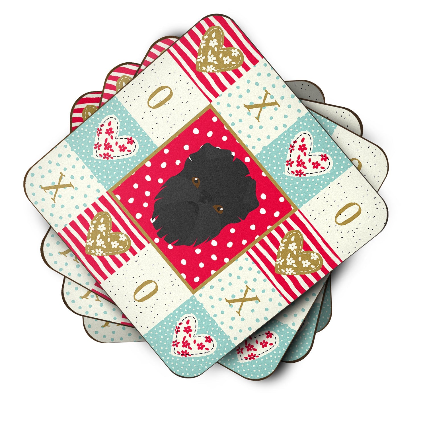 Affenpinscher Love Foam Coasters Set of 4 Cup Coasters for Indoor Outdoor, Tabletop Protection, Anti Slip, Mouse pad Material