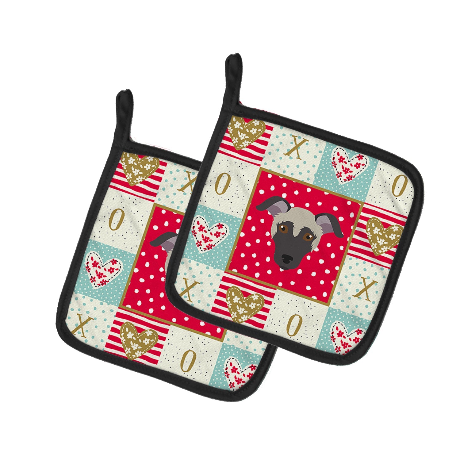 Argentine Pila Dog Love Pot Holder Set of 2 Heat Resistant Quilted Hot Pads 7.5 x 7.5 Inch, Insulated Kitchen Trivets for Cooking & Baking