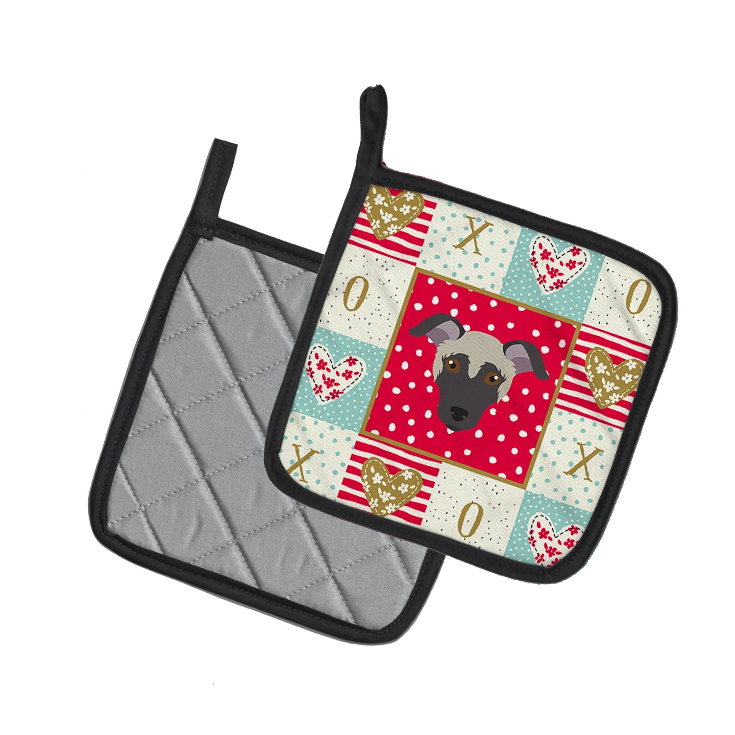 Argentine Pila Dog Love Pot Holder Set of 2 Heat Resistant Quilted Hot Pads 7.5 x 7.5 Inch, Insulated Kitchen Trivets for Cooking & Baking