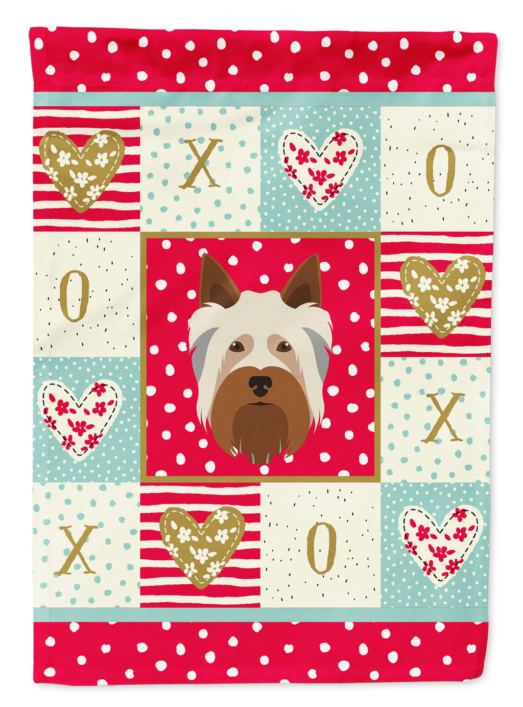 Australian Silky Terrier Love House Flag 28x40 Porch Sleeve Pole Decorative Outside Yard Banner Artwork Wall Hanging, Polyester