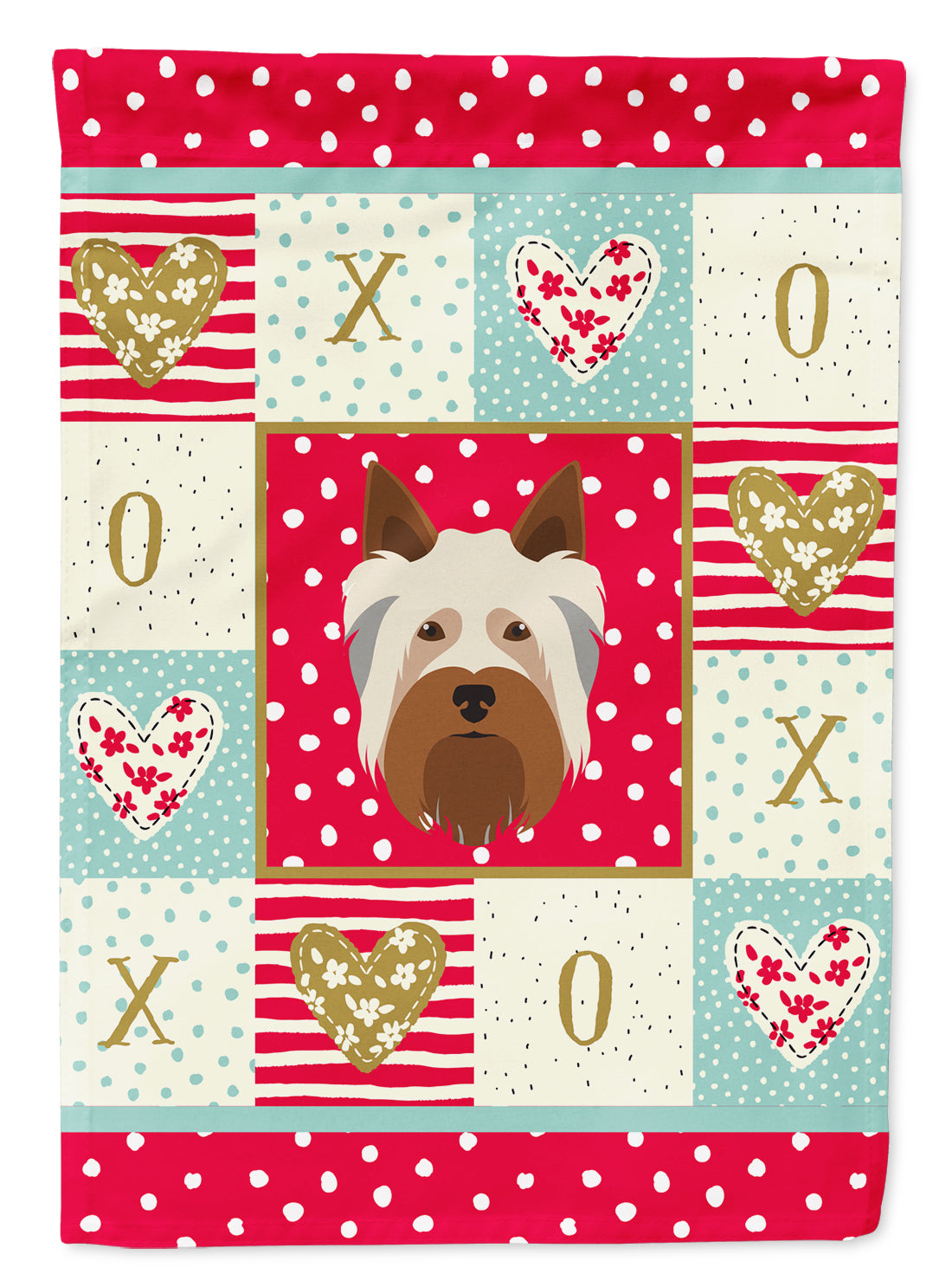 Australian Silky Terrier Love House Flag 28x40 Porch Sleeve Pole Decorative Outside Yard Banner Artwork Wall Hanging, Polyester