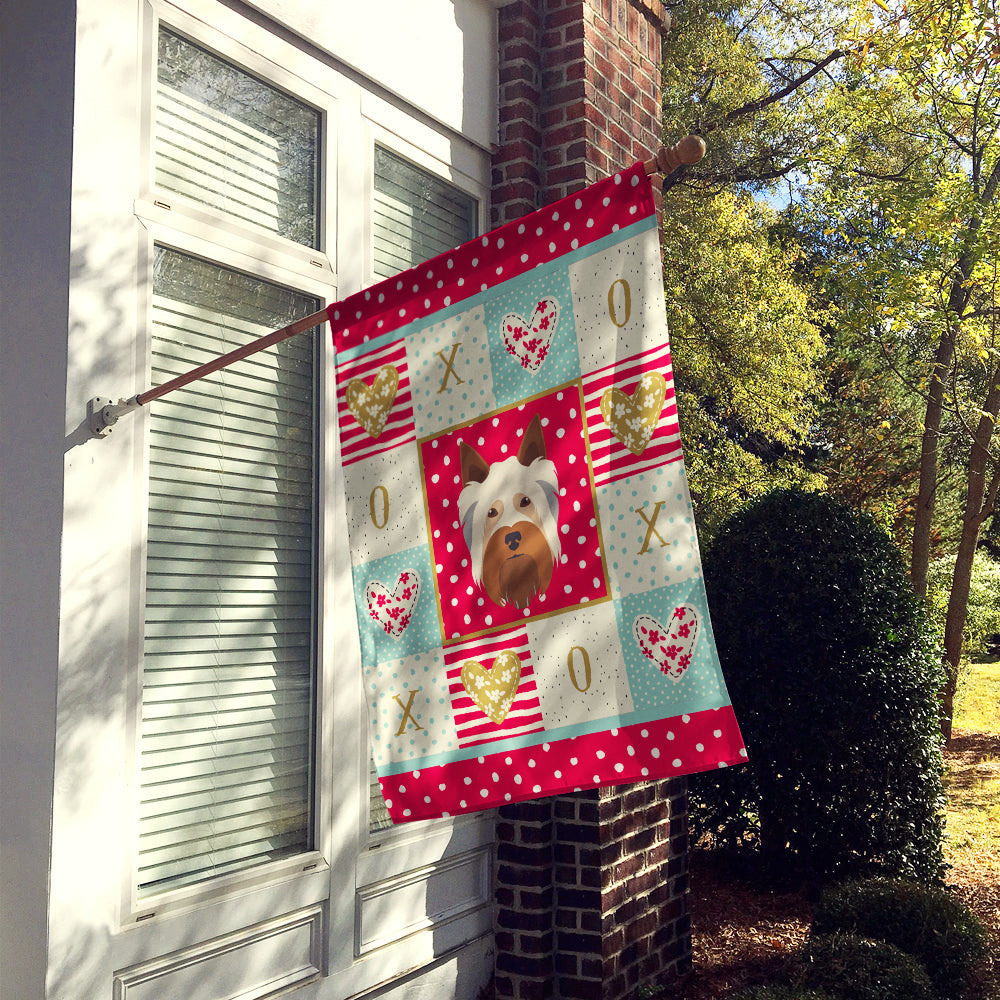 Australian Silky Terrier Love House Flag 28x40 Porch Sleeve Pole Decorative Outside Yard Banner Artwork Wall Hanging, Polyester