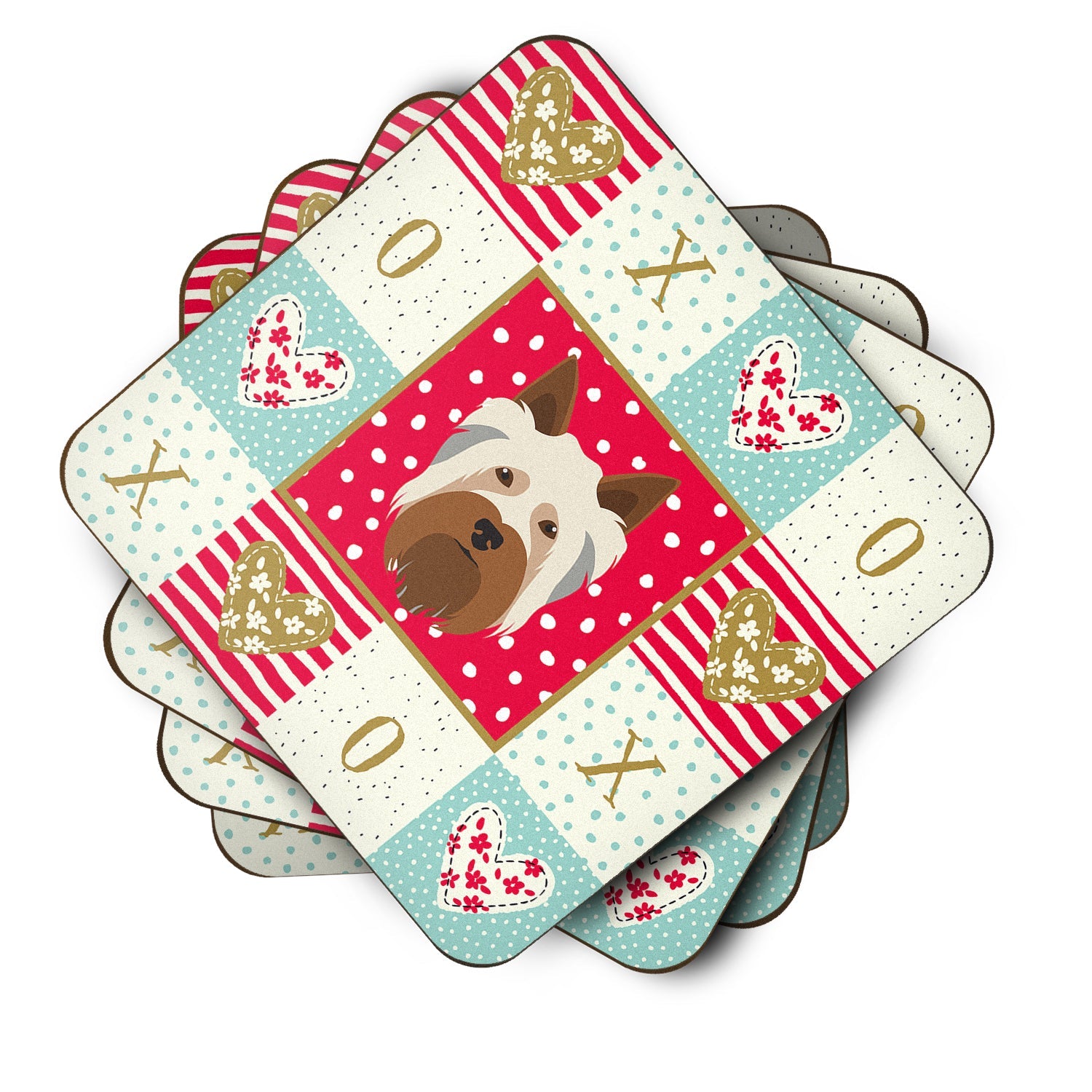 Australian Silky Terrier Love Foam Coasters Set of 4 Cup Coasters for Indoor Outdoor, Tabletop Protection, Anti Slip, Mouse pad Material