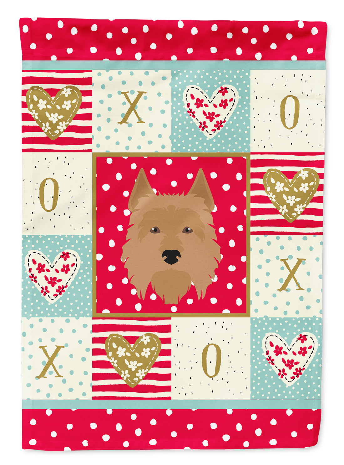 Australian Terrier Love House Flag 28x40 Porch Sleeve Pole Decorative Outside Yard Banner Artwork Wall Hanging, Polyester