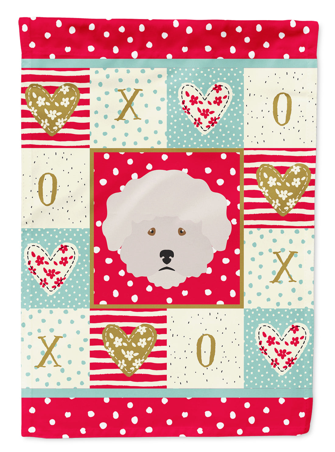 Bichon Frisé Love House Flag 28x40 Porch Sleeve Pole Decorative Outside Yard Banner Artwork Wall Hanging, Polyester