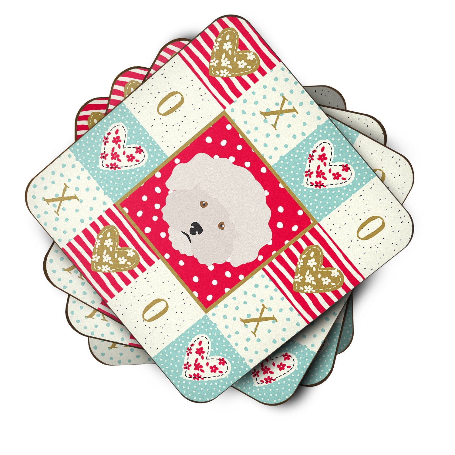 Bichon Frisé Love Foam Coasters Set of 4 Cup Coasters for Indoor Outdoor, Tabletop Protection, Anti Slip, Mouse pad Material