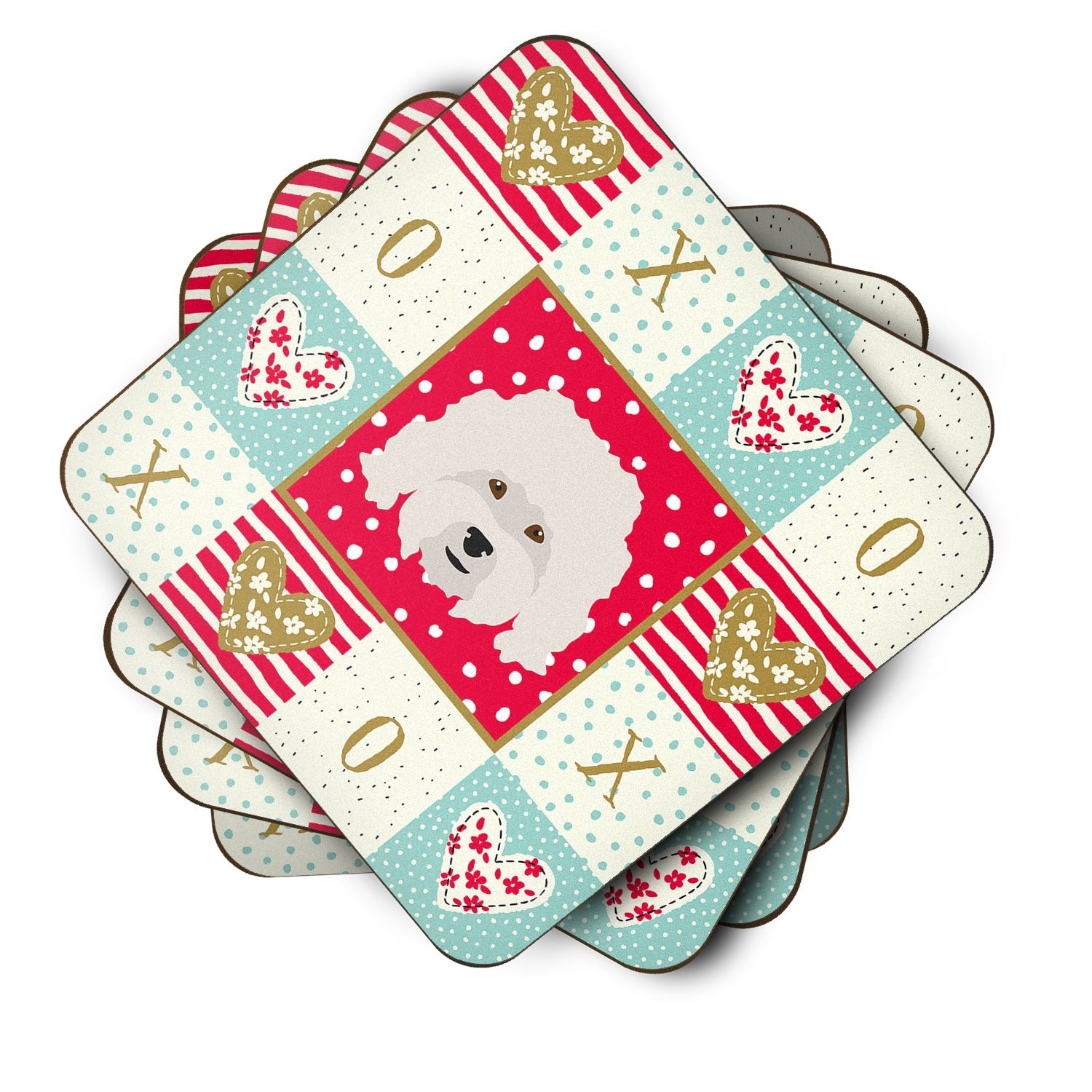 Bolognese Love Foam Coasters Set of 4 Cup Coasters for Indoor Outdoor, Tabletop Protection, Anti Slip, Mouse pad Material