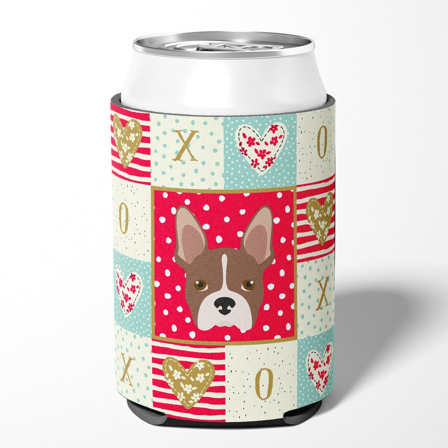 Boston Terrier Love Can or Bottle Hugger Cooler Sleeve for Standard 12 oz Cans, Insulated Foam Beer & Soda Can Hugger Reusable
