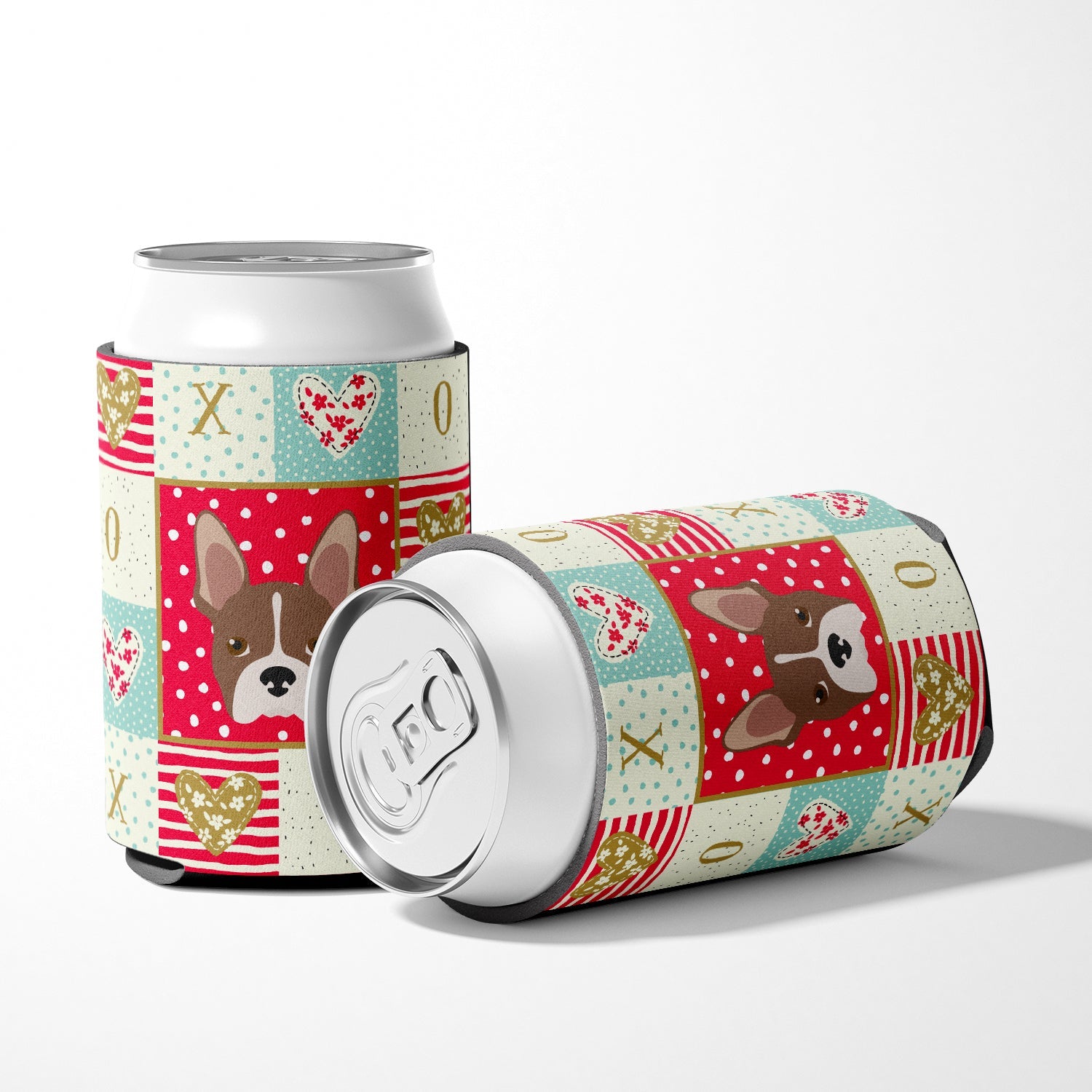 Boston Terrier Love Can or Bottle Hugger Cooler Sleeve for Standard 12 oz Cans, Insulated Foam Beer & Soda Can Hugger Reusable
