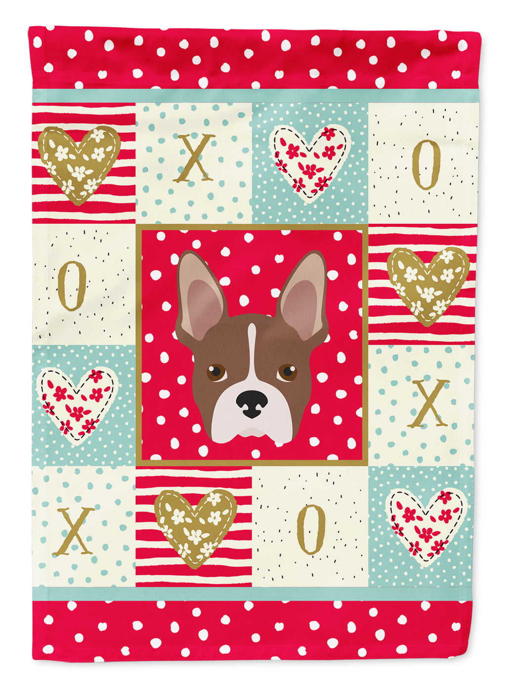 Boston Terrier Love House Flag 28x40 Porch Sleeve Pole Decorative Outside Yard Banner Artwork Wall Hanging, Polyester