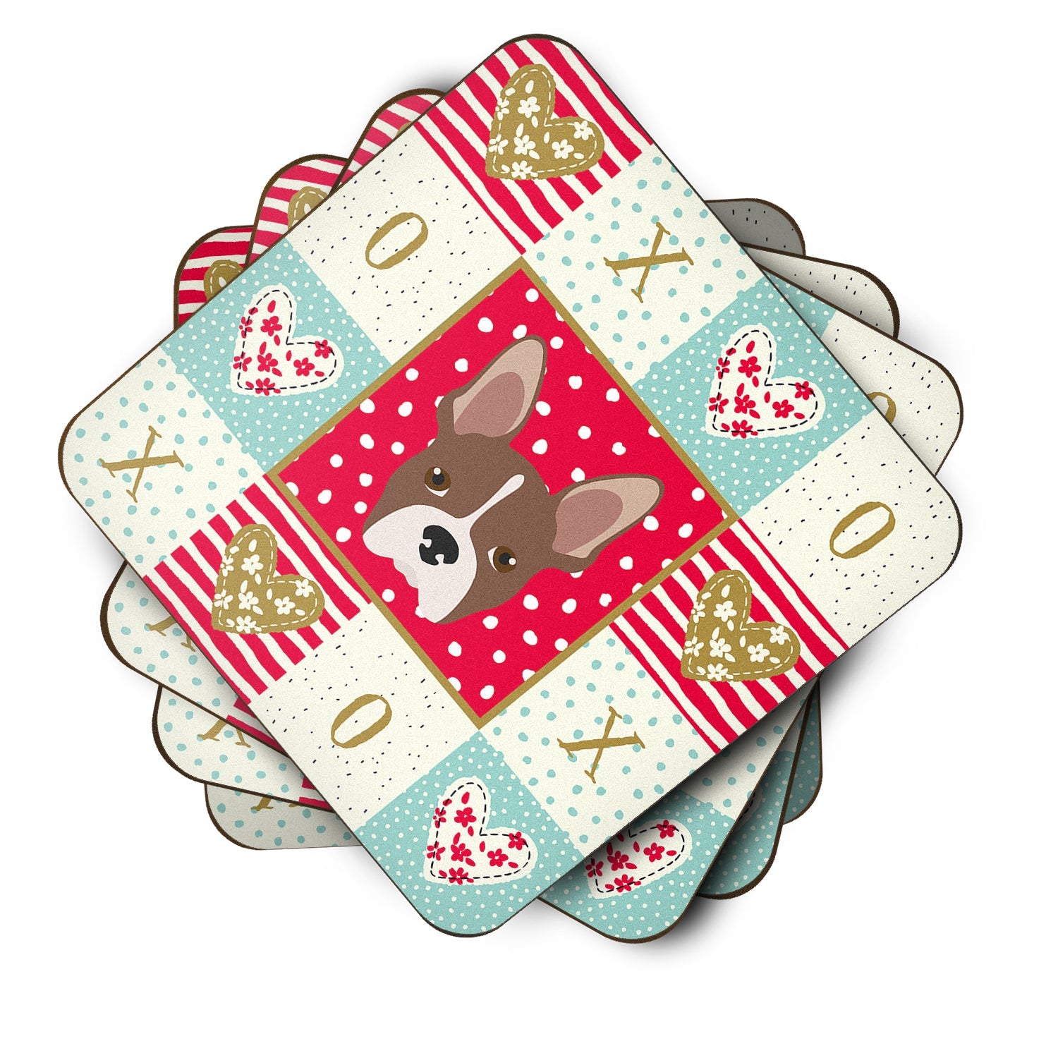 Boston Terrier Love Foam Coasters Set of 4 Cup Coasters for Indoor Outdoor, Tabletop Protection, Anti Slip, Mouse pad Material