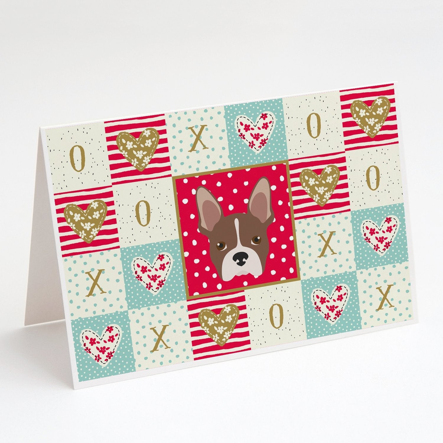 Boston Terrier Love Greeting Cards Pack of 8 Blank Cards with Envelopes Whimsical A7 Size 5x7