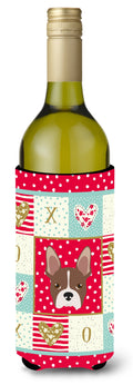 Boston Terrier Love Wine Bottle Hugger Gift Sleeve for Standard 750 ml Bottles, Insulated Reusable Also Fits Mini Shot & Pint Bottles