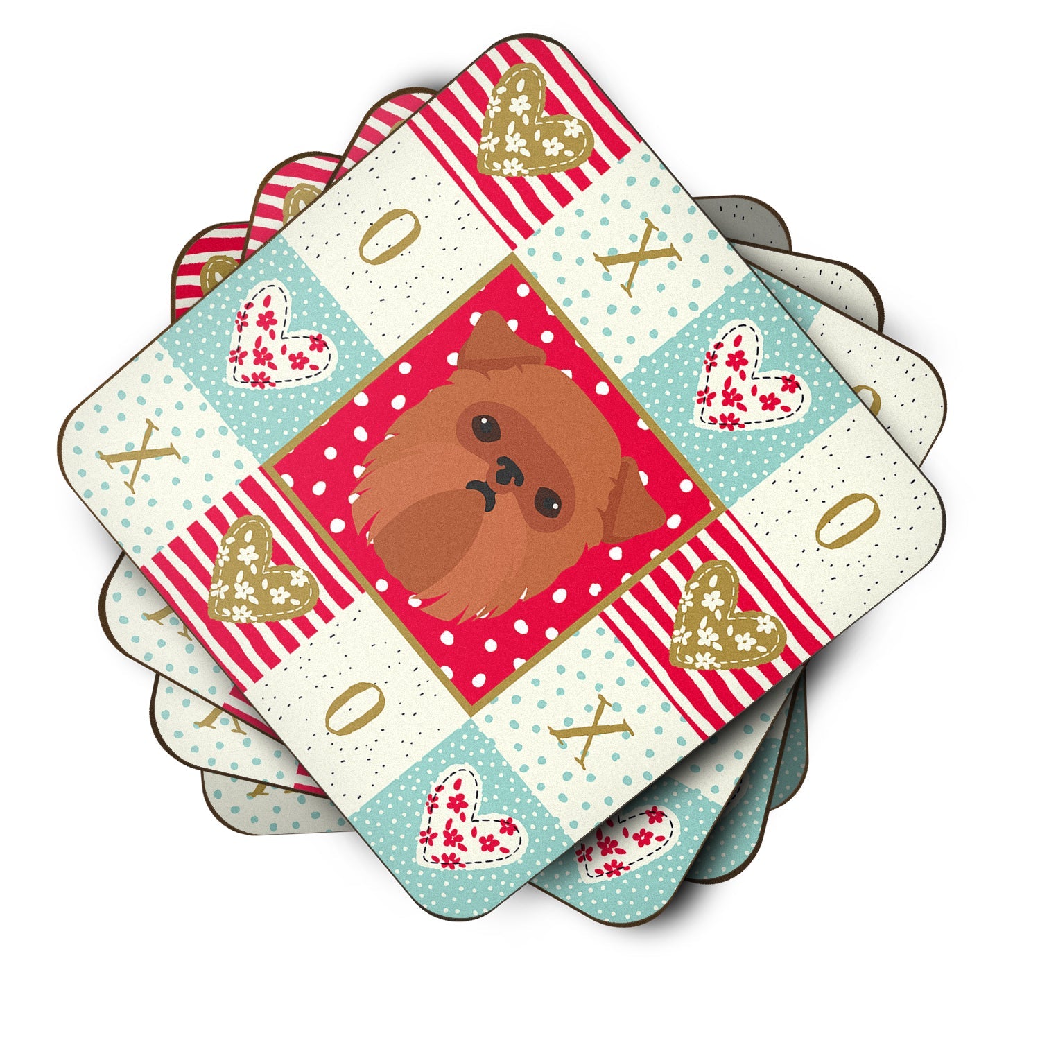 Brussels Griffon Love Foam Coasters Set of 4 Cup Coasters for Indoor Outdoor, Tabletop Protection, Anti Slip, Mouse pad Material