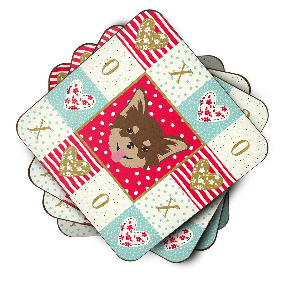 Chihuahua Love Foam Coasters Set of 4 Cup Coasters for Indoor Outdoor, Tabletop Protection, Anti Slip, Mouse pad Material
