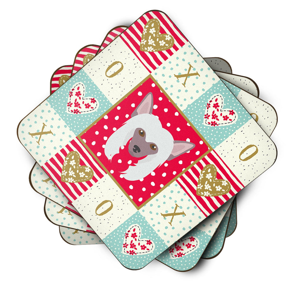 Chinese Crested Love Foam Coasters Set of 4 Cup Coasters for Indoor Outdoor, Tabletop Protection, Anti Slip, Mouse pad Material
