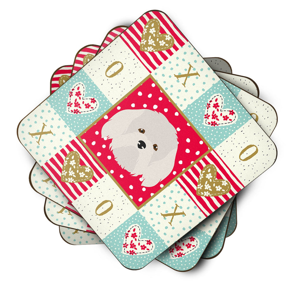 Coton de Tulear Love Foam Coasters Set of 4 Cup Coasters for Indoor Outdoor, Tabletop Protection, Anti Slip, Mouse pad Material