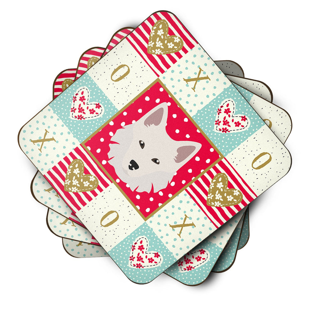 Danish Spitz Love Foam Coasters Set of 4 Cup Coasters for Indoor Outdoor, Tabletop Protection, Anti Slip, Mouse pad Material