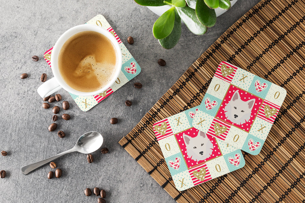 Danish Spitz Love Foam Coasters Set of 4 Cup Coasters for Indoor Outdoor, Tabletop Protection, Anti Slip, Mouse pad Material