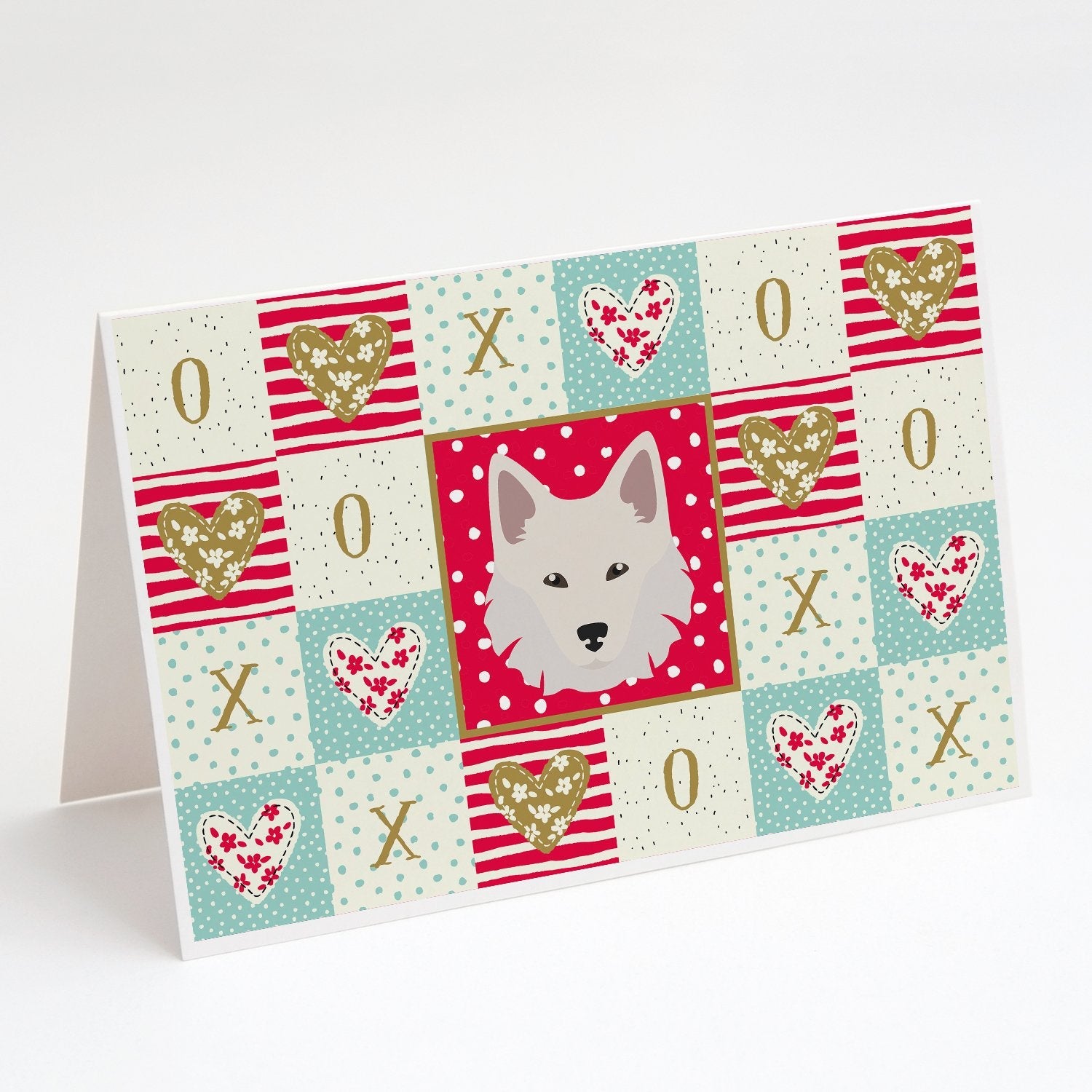 Danish Spitz Love Greeting Cards Pack of 8 Blank Cards with Envelopes Whimsical A7 Size 5x7