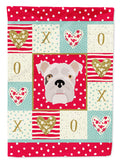English Bulldog Love House Flag 28x40 Porch Sleeve Pole Decorative Outside Yard Banner Artwork Wall Hanging, Polyester