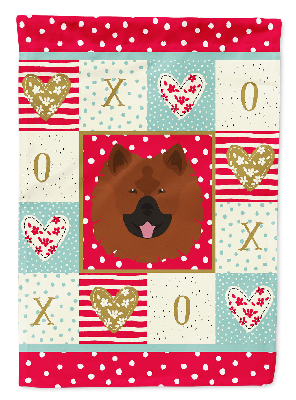 Eurasier Love House Flag 28x40 Porch Sleeve Pole Decorative Outside Yard Banner Artwork Wall Hanging, Polyester