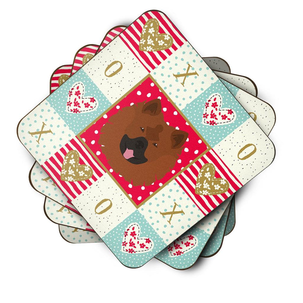 Eurasier Love Foam Coasters Set of 4 Cup Coasters for Indoor Outdoor, Tabletop Protection, Anti Slip, Mouse pad Material