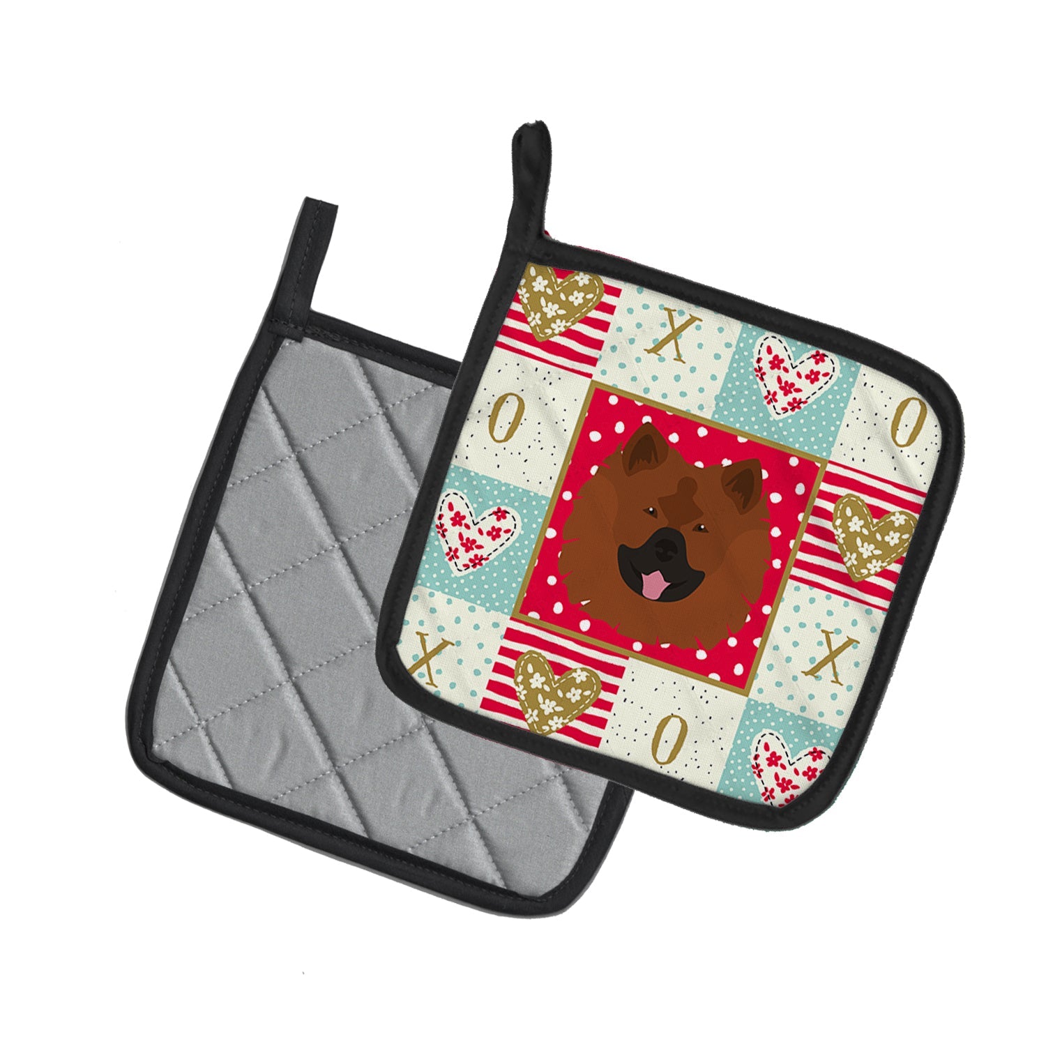 Eurasier Love Pot Holder Set of 2 Heat Resistant Quilted Hot Pads 7.5 x 7.5 Inch, Insulated Kitchen Trivets for Cooking & Baking