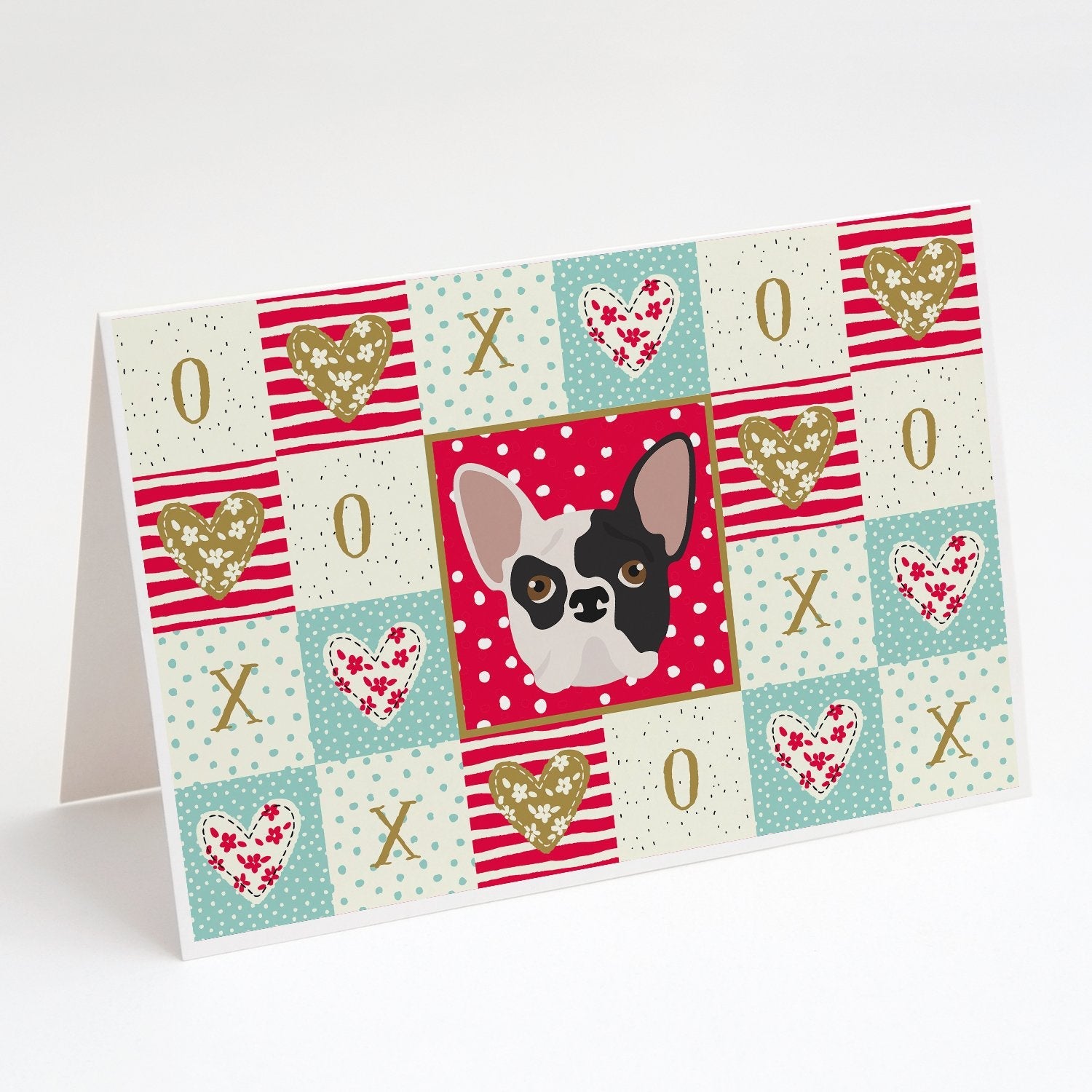 French Bulldog Love Greeting Cards Pack of 8 Blank Cards with Envelopes Whimsical A7 Size 5x7