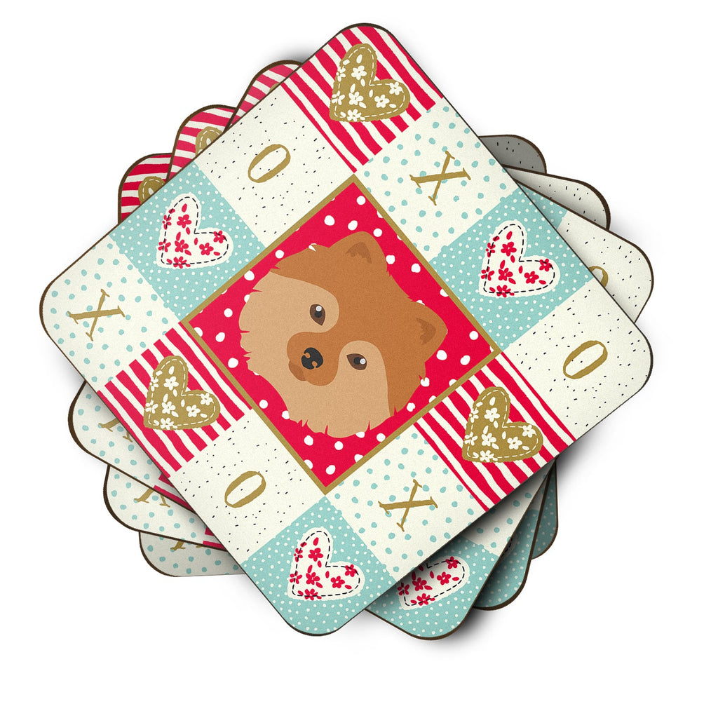 German Spitz Love Foam Coasters Set of 4 Cup Coasters for Indoor Outdoor, Tabletop Protection, Anti Slip, Mouse pad Material